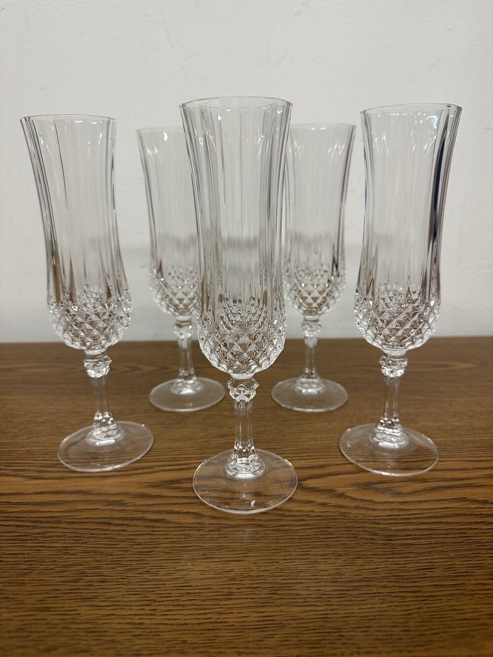 Vintage Cristal d'Arques Longchamp Crystal Champagne Flutes- Set Of 5 (France)